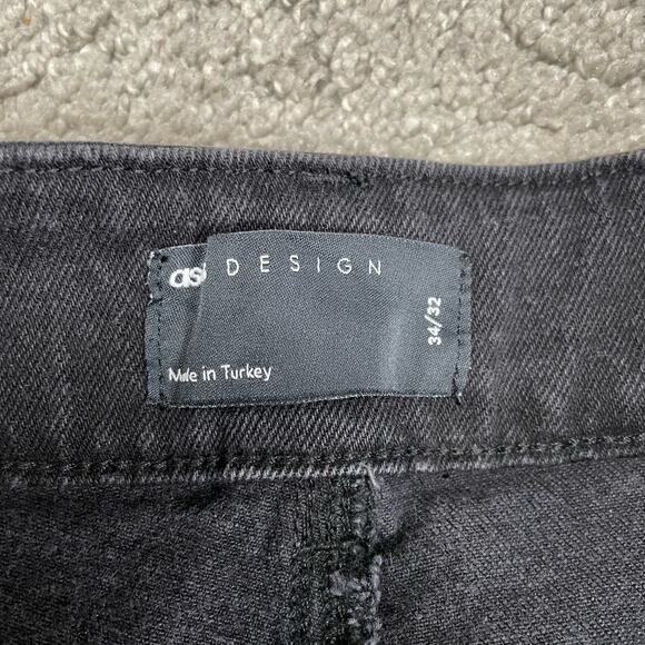 ASOS Low Rise Flare Jeans with Belt Size 34 Black Grunge Punk Emo Goth Denim - Picture 4 of 7